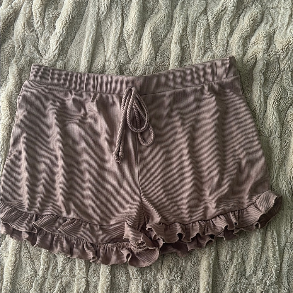 Heart & Hips Mauve Ruffle Pajama Shorts